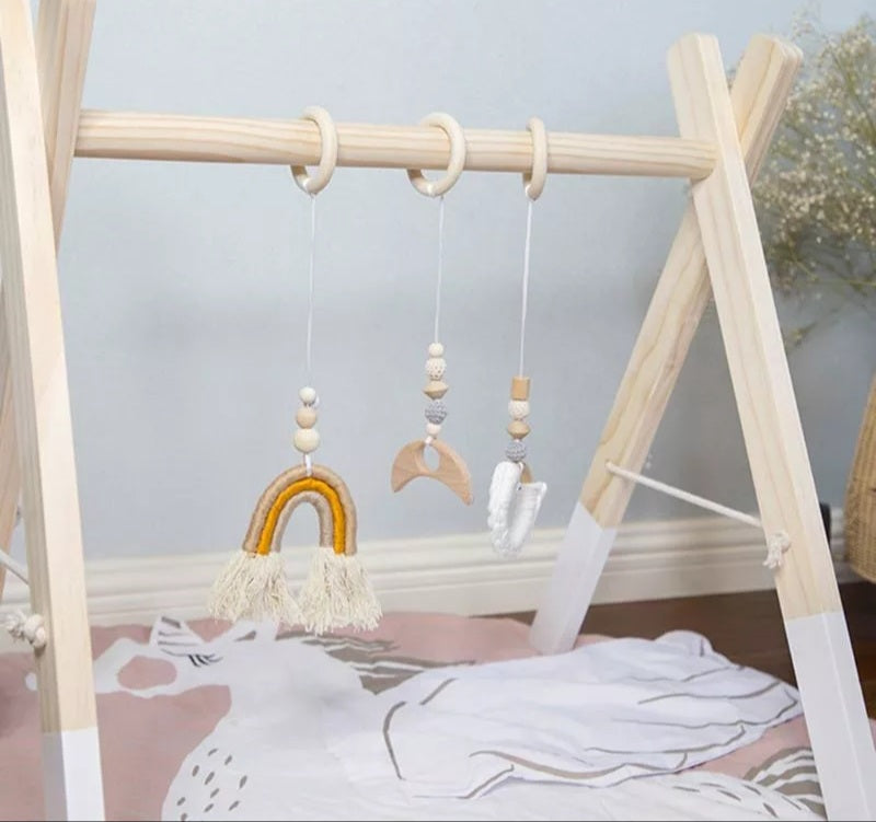 Wooden Activity Gym Boho Pastel Rainbow