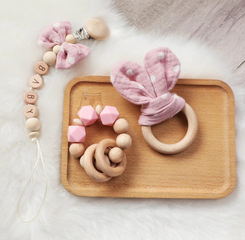 Bow & Bunny 3 Piece Teether Set Pink