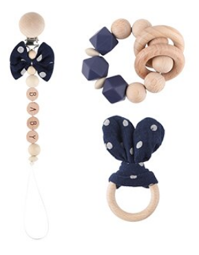 Bow & Bunny 3 Piece Teether Set Blue