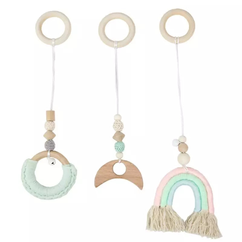 Wooden Activity Gym Boho Pastel Rainbow