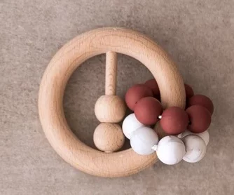 Wooden Double Ring Teether Brick