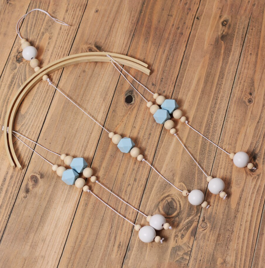 Nordic Wooden Bead Mobile Blue