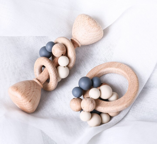 Montessori Rattle & Teether Grey