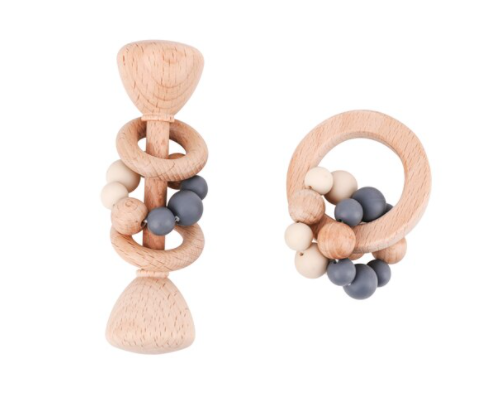 Montessori Rattle & Teether Grey