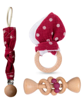 Polka Dot 3 Piece Rattle Set Brick