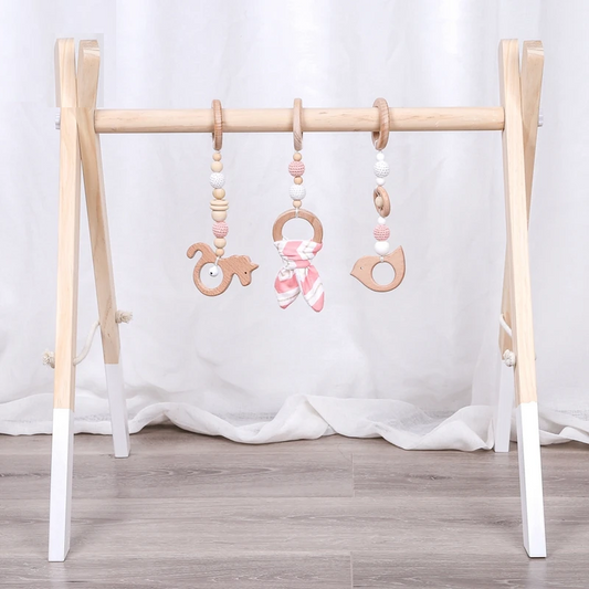 Wooden Activity Gym Bunny Ears Pink