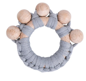 Woven Wood Teether Grey