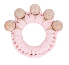 Woven Wood Teether Pink